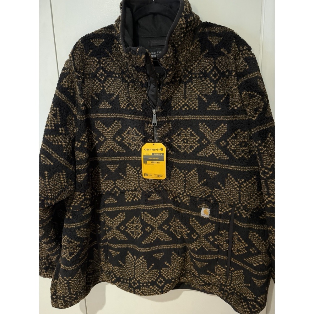 NWT Carhartt Pullover Jacket Womens‎ 3X Aztec Loose Fit Sherpa Fleece OJ6470-W B